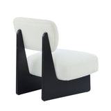 Modern Beige Lounge Chair with Polyester Upholstery, Sturdy Black Wood Base, Minimalist N767P241702B
