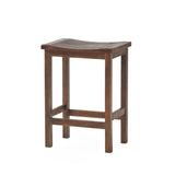 Outdoor Acacia Wood Counter Height Barstool, Set of 2, Mahogany Brown Finish N772P248351T