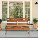 ZNTS Acacia Wood Outdoor Patio Bench with Adjustable Backrest, 2-Person Park Bench Garden Bench Front 04227809