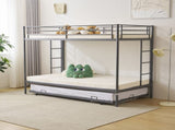 Twin Over Twin Bunk Bed with Trundle, Triple Bunk Beds for Kids Teens Adults, 14867241
