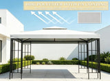 10' x 10' 2-Tier Gazebo Canopy Replacement Cream White UV Shield Top, for Garden Outdoor 34310833