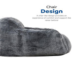 Modern Soft Faux Fur Memory Foam Bean Bag with Armrest, Living Room Lounger Chair, BlueGray B011P204484
