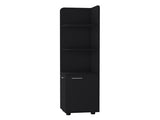Sunriver Corner Shelf with Cabinet, 3-Tier Shelf, Metal Handles B128P203049
