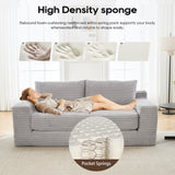 Loveseat Sofa with Memory Foam & Steel Frame - No Assembly, Convertible 2-in-1 Design, Corduroy W2959P272125