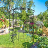 ZNTS Metal Garden Arch Iron Garden Arbors Gazebo Dia81.3'' x 114.2'' High Birdcage Shape Pergola Pavilion W158681123