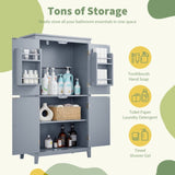 Elegant Bathroom Floor Storage Cabinet, Bathroom Storage Unit, Freestanding Cabinet with 4 Doors, N725P188461E