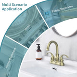 Bathroom Faucet 2-Handle Brushed Gold with 360 Degree Rotating Spout, Crescent Moon Style 4-inch T3177P277486