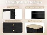 3-Color LED Lighted Vanity Desk with Charging Station - Foldable Makeup Table & Cushioned Stool Set 83295771