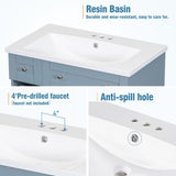 ZNTS 30-Inch Blue Bathroom Vanity with Ceramic Sink Combo, Abundant Storage Cabinet - 2 Soft close Doors WF532032AAC