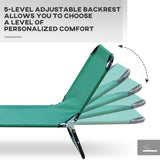 Foldable Outdoor Chaise Lounge Chair, 5-Level Reclining Camping Tanning Chair with Strong Oxford W2225141505