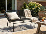 CONDESSA OUTDOOR PATIO WICKER LOVE SEAT, BLACK PE RATTAN & IRON FRAME, SET OF 1 N775P423051B
