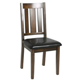 Dark Brown Cherry Finish 5pc Dining Set Table with 4 Chairs Black Faux Leather Upholstery Wooden B011P170669