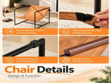 28 Inch Extra Wide Sling Accent Chair, Fully Disassembled, Rubber Wood Armrest, Metal Iron Frame, 49087903
