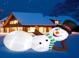 9.8 FT Lighted Christmas Inflatable Decoration, Large Inflatable Lying Snowman, Funny Blow Up Yard 62074285
