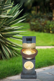9.4x9.1x23.8" Black and Brown Sculptural Water Fountain with Bowl Basin, with Light and Pump, for W2078138958