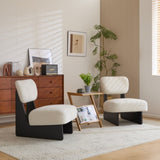 Modern Beige Lounge Chair with Polyester Upholstery, Sturdy Black Wood Base, Minimalist N767P241702B
