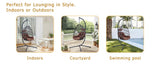 Indoor Outdoor Egg Swing Chair with Stand, Patio Grey Wicker Rattan Hanging Chair with Rope Back, W2920P281902