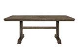 ZNTS 1pc Light Brown Finish Curved Metal Accents Trestle Base Rectangular Dining Table Wood Wooden Metal B011P206741