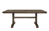 1pc Light Brown Finish Curved Metal Accents Trestle Base Rectangular Dining Table Wood Wooden Metal B011P206741