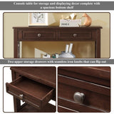 36'' Farmhouse Pine Wood Console Table Entry Sofa Table with 4 Drawers & 1 Storage Shelf for W120290510