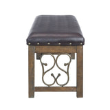 Raphaela Black Synthetic Leather & Weathered Cherry Finish Bench B2726P331706