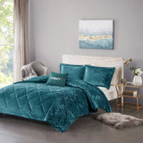 ZNTS Full/Queen Velvet Comforter Set with Throw Pillow B03595932