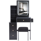 Small Size Left Bedside Cabinet Vanity Table Cushioned Stool, 2 AC2 USB Power Station, Hair dryer W936P202471