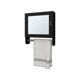Pine Medicine Cabinet in Melamine With a Towel Bar And Included Mirror, Black B128P237173