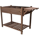 8 Pockets Horticulture Raised Garden Bed Elevated Wood Planter Box Stand with Foldable Side Table W465P189517