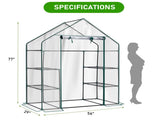 Mini Walk-in Greenhouse with PVC Cover, 4-Shelf Indoor Outdoor Planting Green House for 87986712