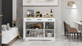 Farmhouse Buffet Cabinet Storage Sideboard with 3 Drawers and 3 Doors for Dining Living Room Kitchen W282138084