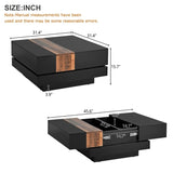 ON-TREND 31.4'' x 31.4'' Square Coffee Table with Sliding Tabletop, High Gloss Center Table with N721P180696B