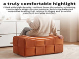 Ottoman Foot Rest Soft and Comfortable Ottoman Square Corduroy Woven Design Sofa Stool Brown W3851P453274
