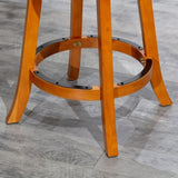 24" Counter Height X-Back Swivel Stool, Natural Finish, Beige Fabric Seat B04660716