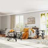 3 Piece Tempered Glass Surface Coffee Table Set, Decor Coffee Table Round End Side Table with Sturdy W2167P220517