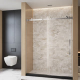 Frameless Single sliding shower door 56-60 "W x 76" H, 1/4 " Clear Tempered Glass, Explosion W1675P307004