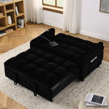 Loveseats Sofa Bed with Pull-out Bed,Adjsutable Back and Two Arm Pocket,TypeC and USB Charging with W1413124443