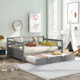 Full Size Daybed Wood Bed with Twin Size Trundle,Gray WF295131AAE
