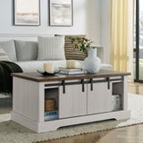 41.3 Inch Coffee Table Storage and Sliding Wood Door, Farmhouse and Industrial Cocktail Table W1781P268238