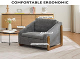 057- Set of 1 Chenille Fabric Modern Upholstered Armchair with Wooden Side Frame , Accent Leisure W527P239828