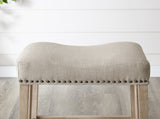 CoCo Upholstered Backless Saddle Seat Counter Stools 24" height Set of 2, Tan T2574P164812