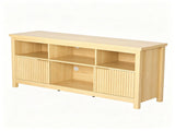 Entertainment Center TV Stand with 4 Open Cubbies & 2 Fluted Hinged Storage 90375918