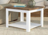 24 inch Side Table, No Assembly Required, Jasmine Whitewash and Barnwood Finish B108131543