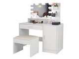 Large Vanity Set with 10 LED Bulbs, Makeup Table with Cushioned Stool, 3 Storage Shelves 1 Drawer 1 73717191