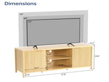 Fluted Double Door Tall TV Stand for TVs up to 70 Inch, Mid Century Media Console Cabinet with 14207239