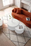 White Nesting table set of 2, Handcraft Relief MDF Coffee Table for Living Room/Office/Leisure Area W876P271185