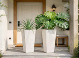 Set of 2 Tall Planters 32 Inch, Plastic Flower Pots for Outdoor Plants with Drainage Holes, White 74692636