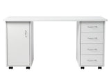 Double Edged Manicure Nail Table with Drawer White 93233881