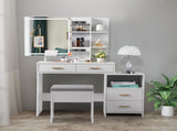 Particleboard Triamine Veneer 4 Drawers 1 Storage Cabinet 2 Shelves Mirror Cabinet Dressing Table 43623598
