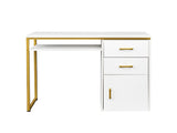 White particleboard and iron pipe, 97*35*78cm, 2 drawers and 1 door, computer desk, suitable for 09186500